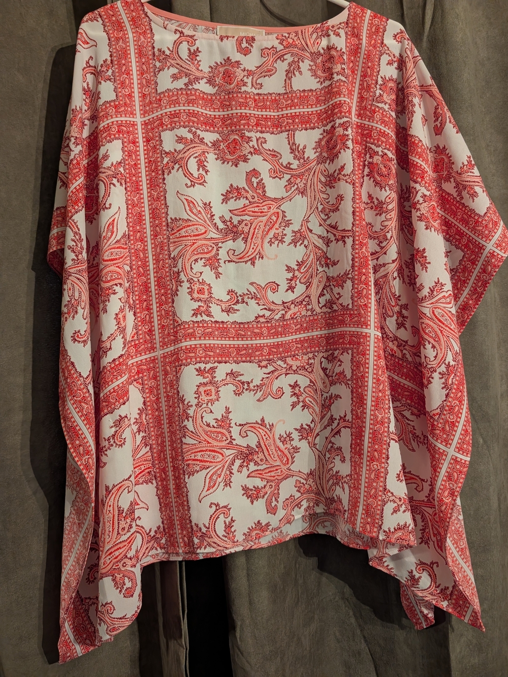 Michael Kors Red Paisley Print Polo-Style Shirt